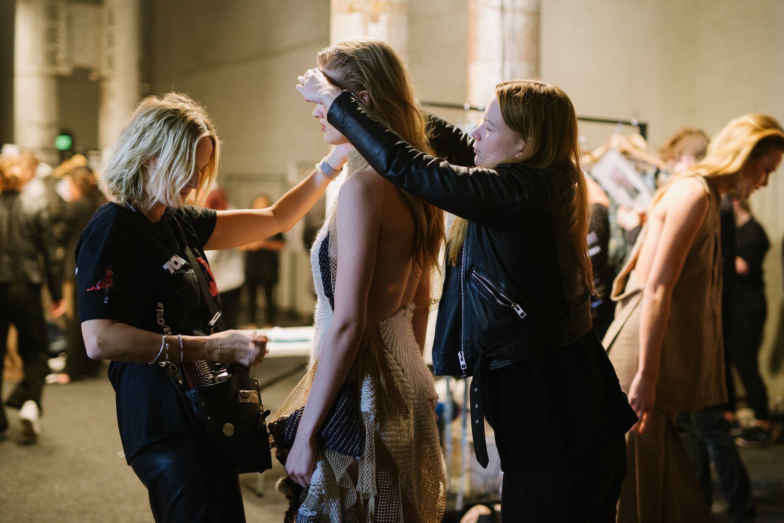Back stage preparation for the Of Ro runway at MBFWA