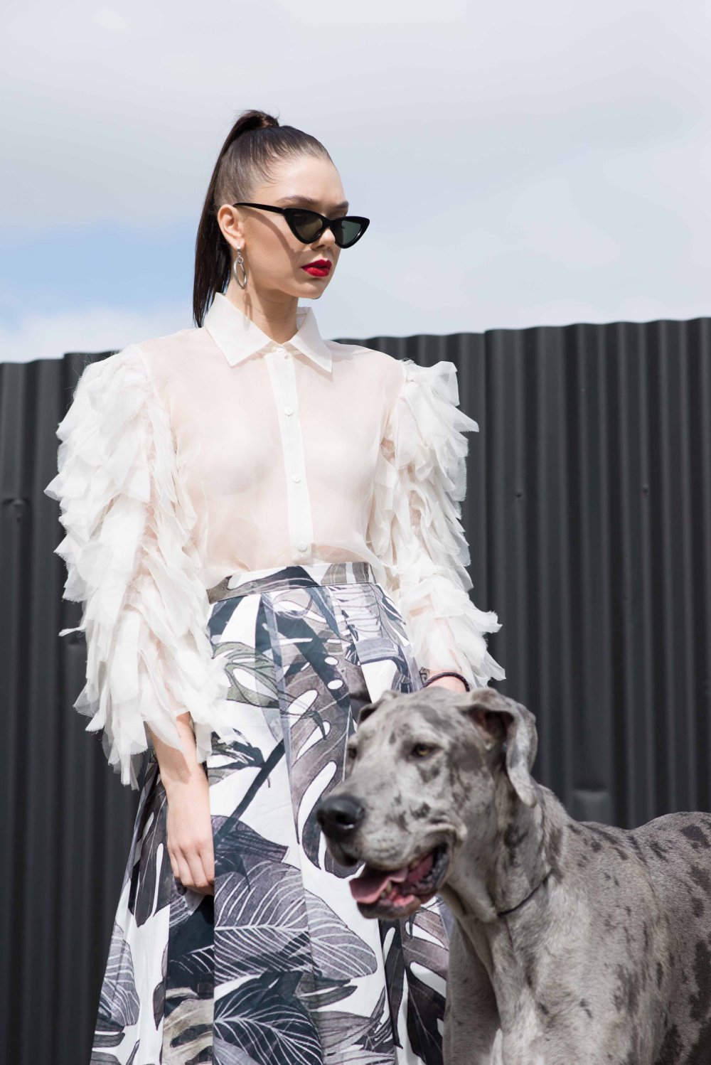 Georgia & Titan model Megan Salmon Designs to welcome in the Chinese New Year of the Dog