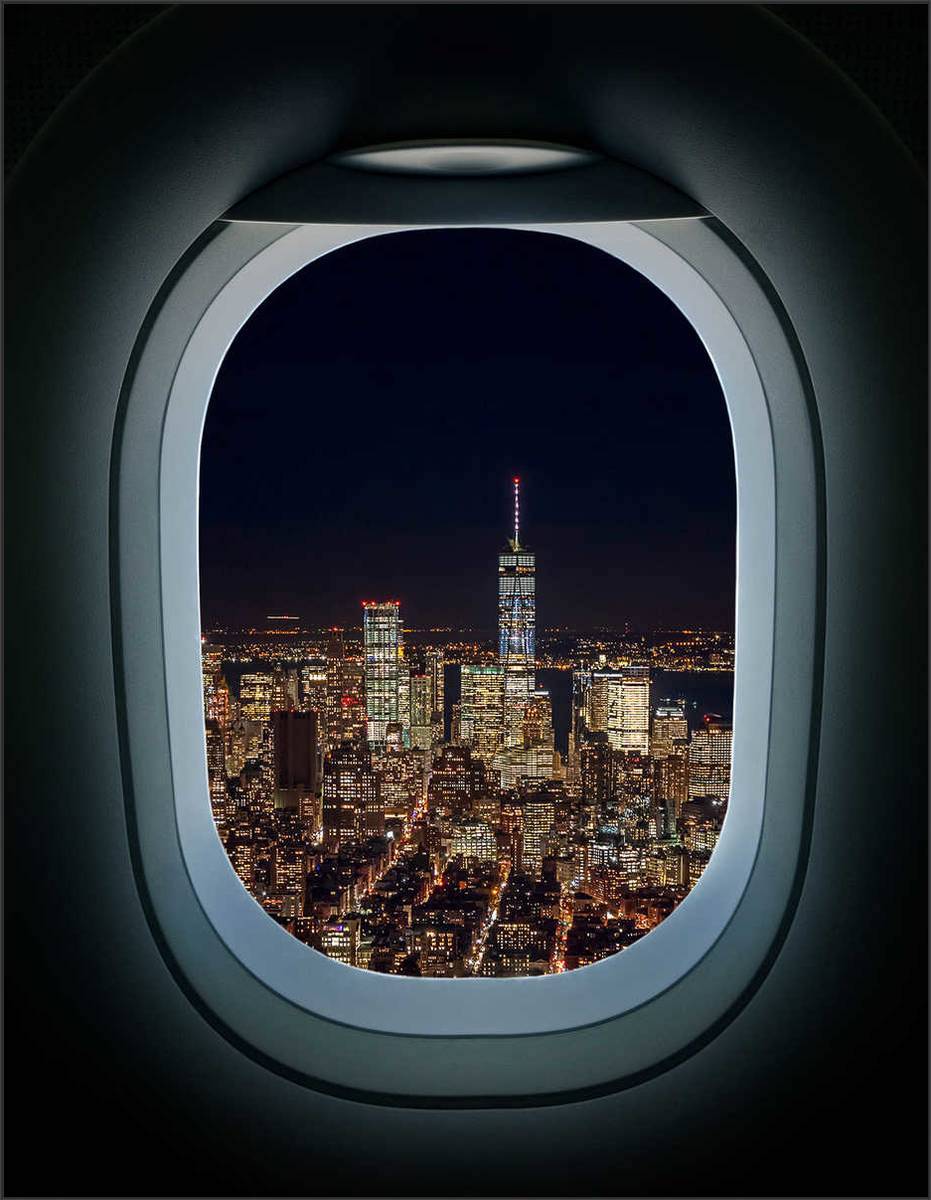 Aeroplane window view, called Taking off by Luc Dratwa