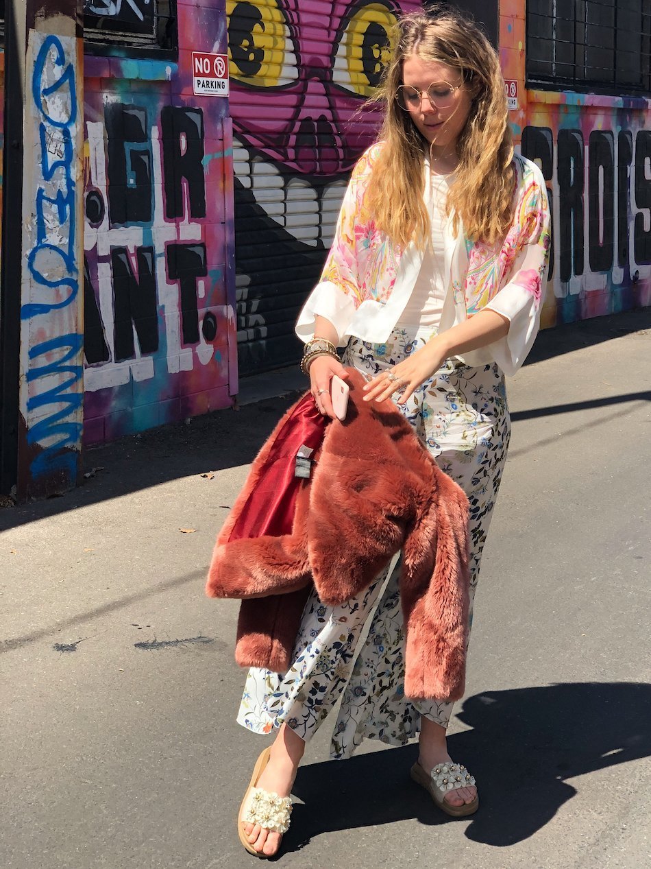 Hattie in a street style pose for Violet Fish Instagram